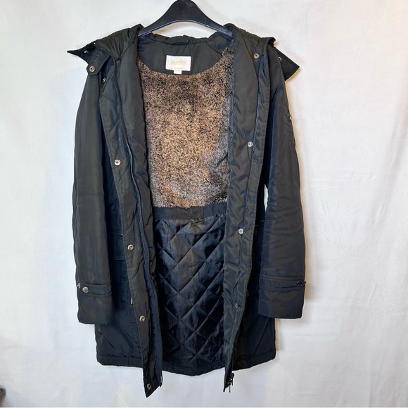 Laundry by Shelli Segal Los Angeles Black Hooded Parka Jacket Winter Coat.  XS - Picture 4 of 13